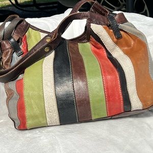 EUC x large Lucky leather patchwork Shoulder Bag 😻 with double handles